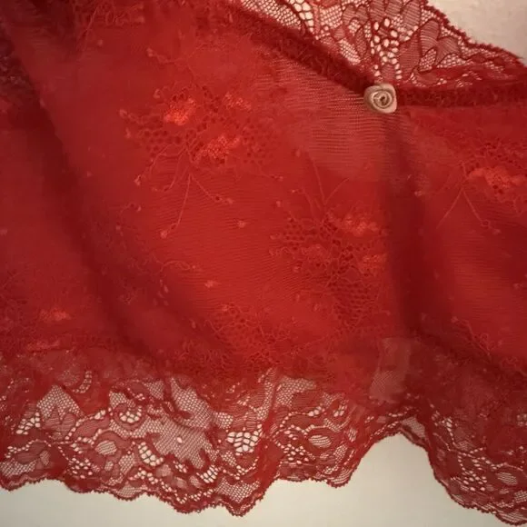 NWT Out From Under Red Lace Floral Bra Top / Bralette Off The Shoulder  Size XL - Picture 11 of 16